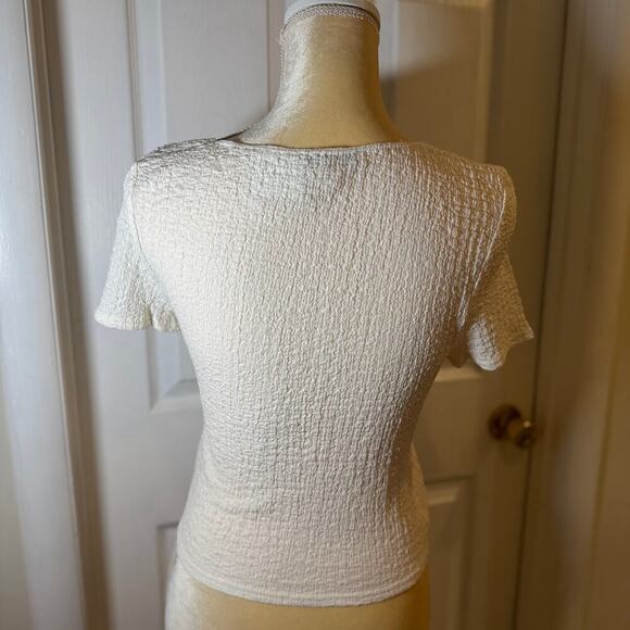 NWT Madewell Popcorn Crop Short Sleeve Top in Lighthouse Size M - Picture 6 of 10